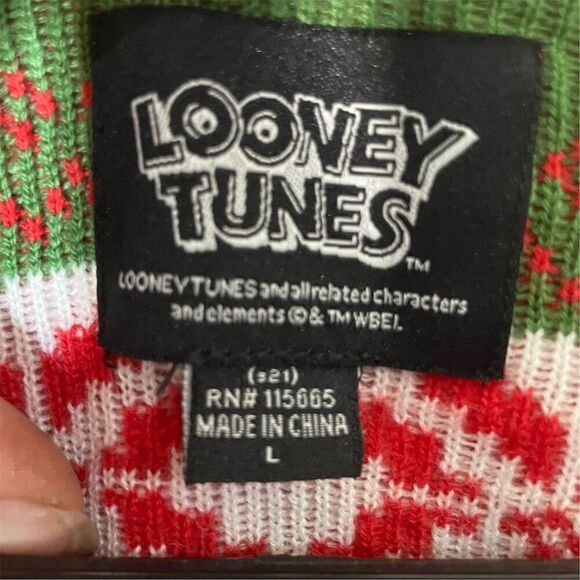 Looney Tunes Bugs Bunny Christmas Sweater Unisex L Red Pullover Holiday Wear - Picture 4 of 7